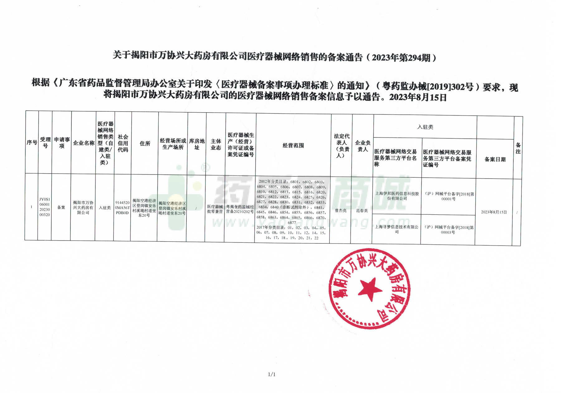 醫(yī)療器械網(wǎng)絡(luò)銷售備案證