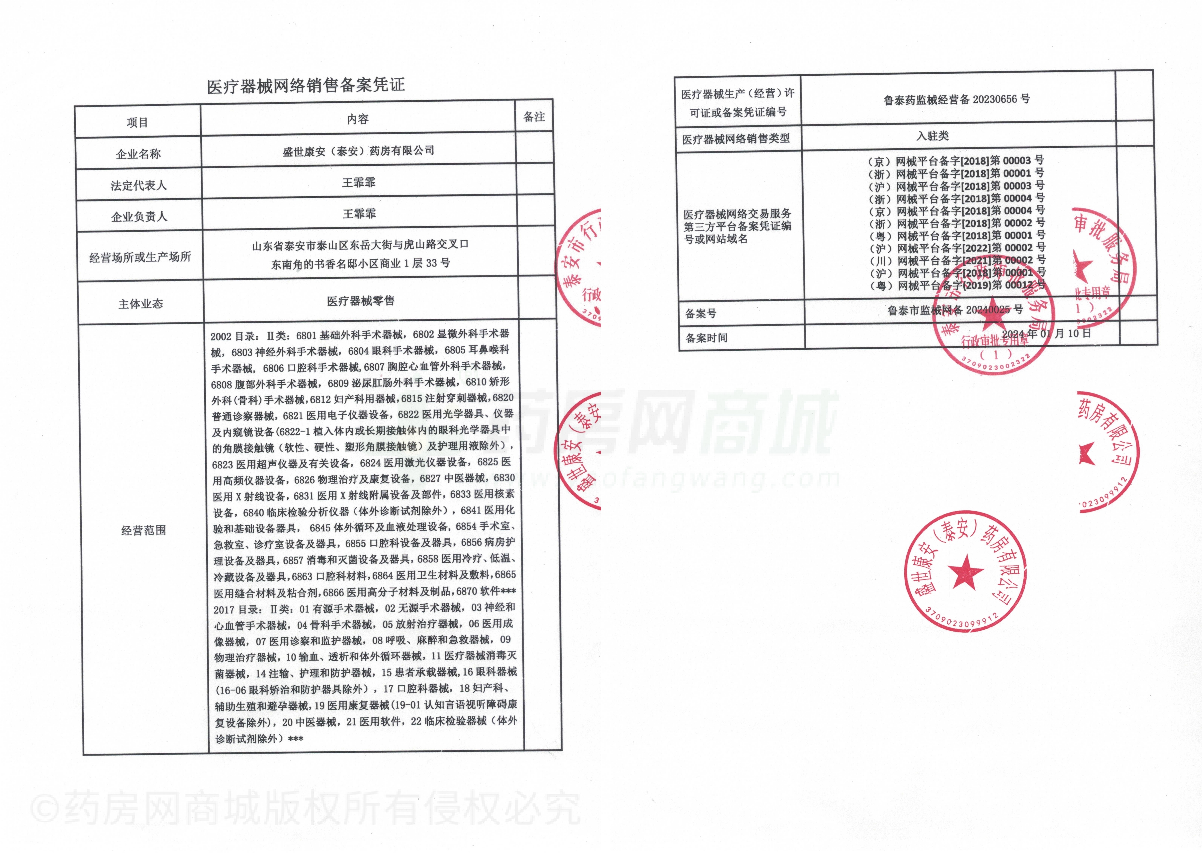 醫(yī)療器械網(wǎng)絡(luò)銷售備案證