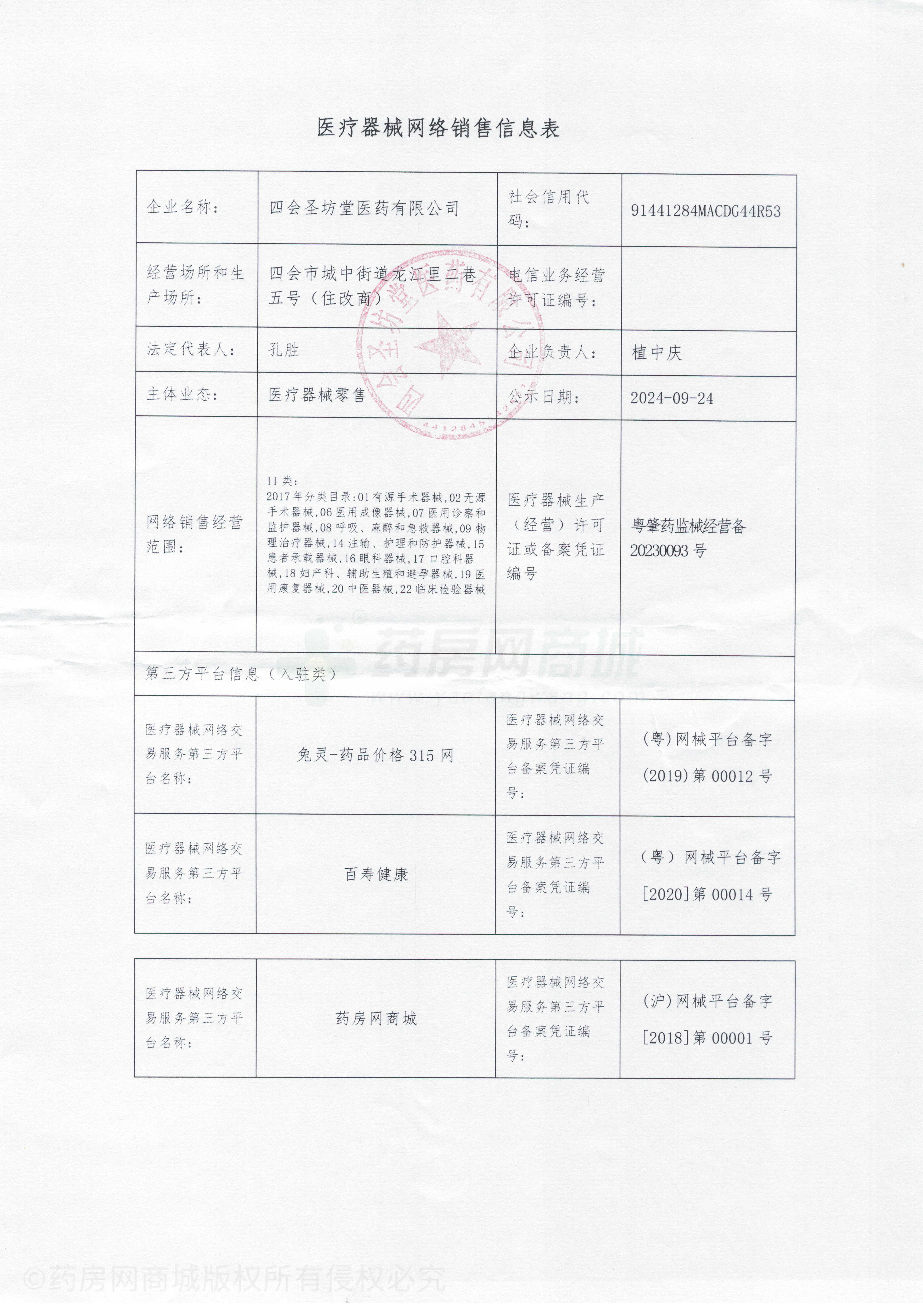 醫(yī)療器械網(wǎng)絡銷售備案證