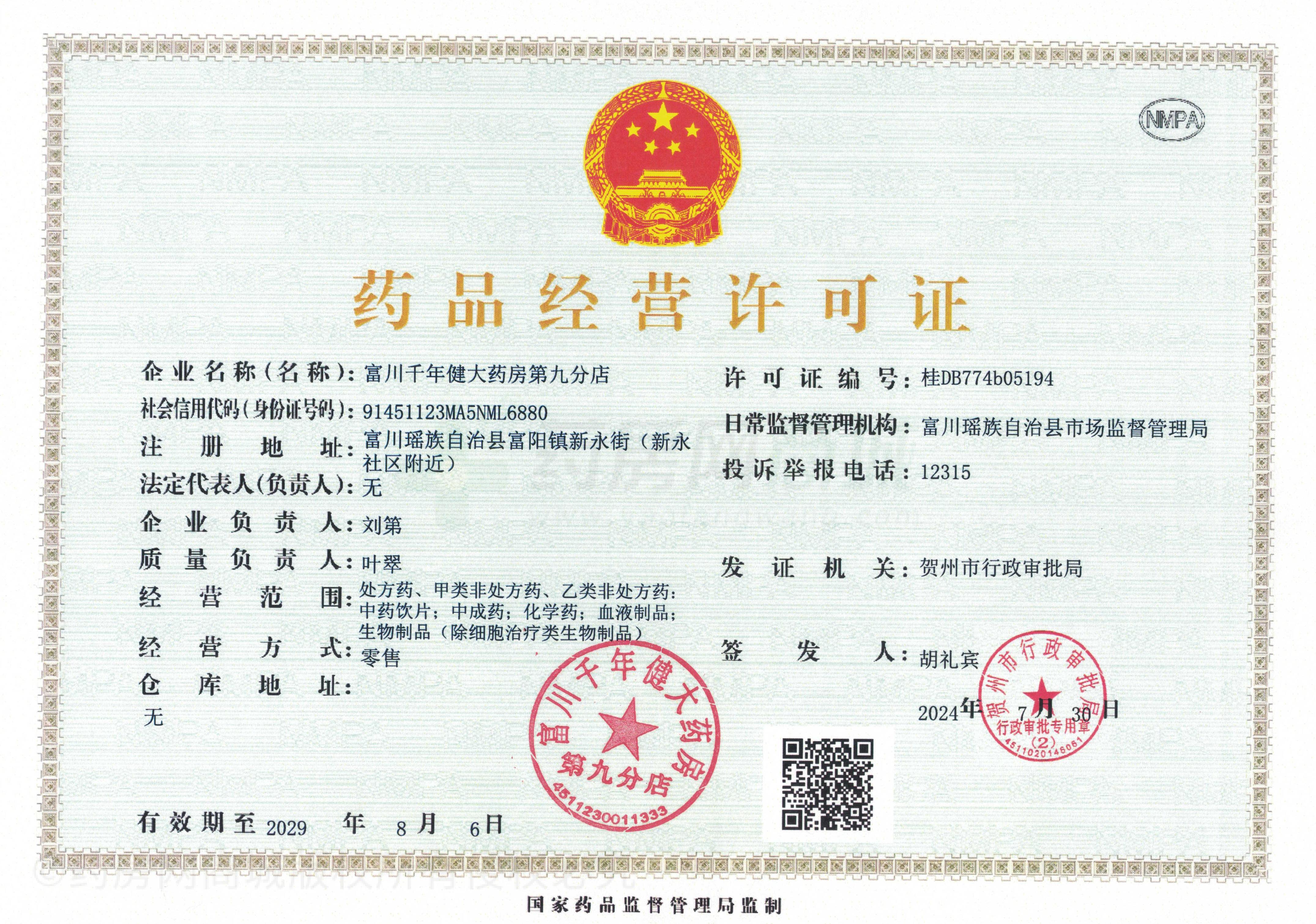 藥品經(jīng)營(yíng)許可證