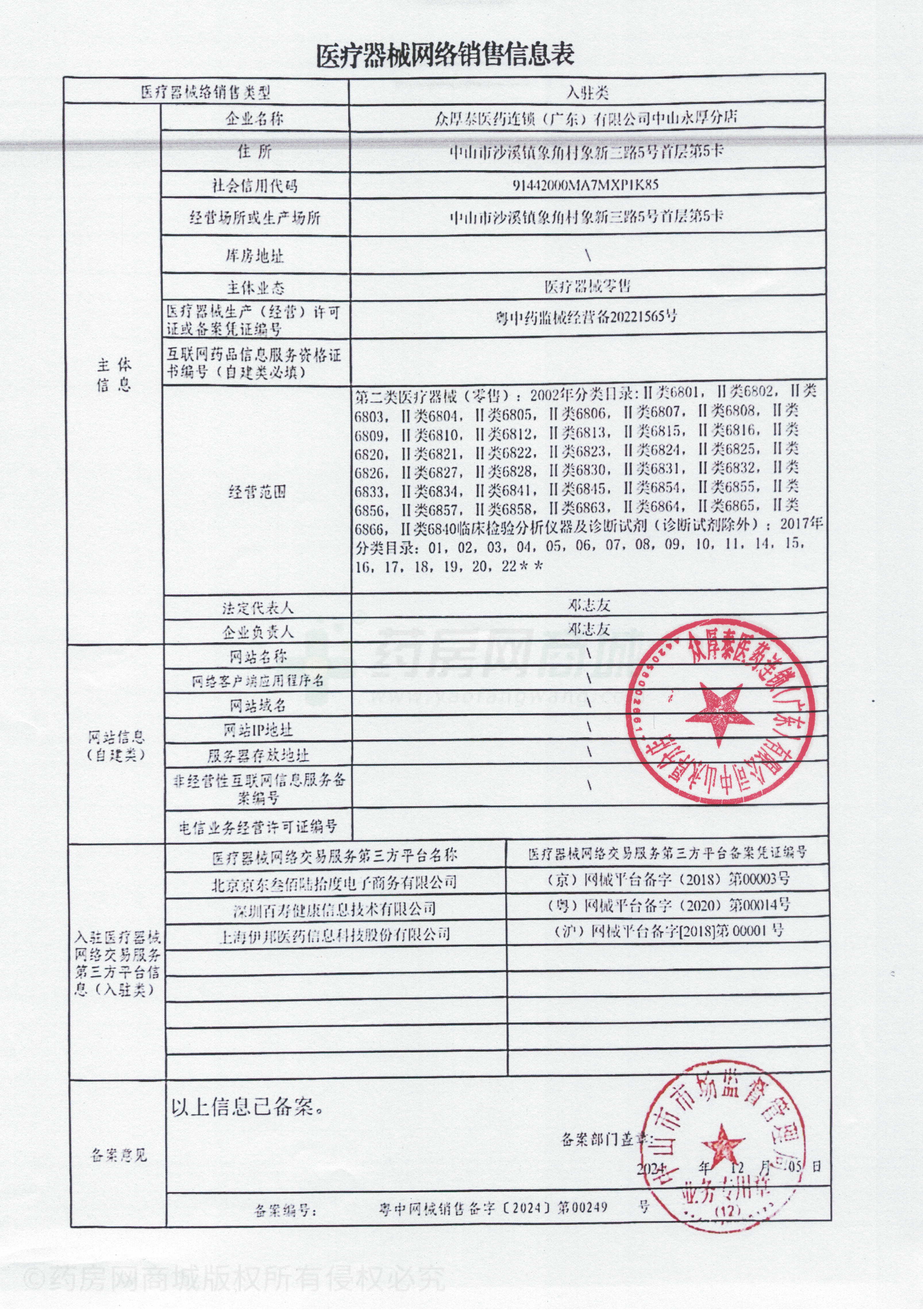 醫(yī)療器械網絡銷售備案證