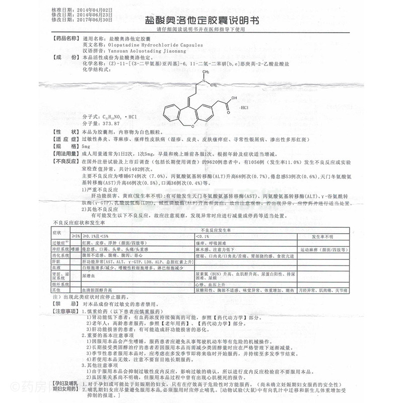 盐酸奥洛他定胶囊(备舒宁)-生产厂家-重庆西南制药二