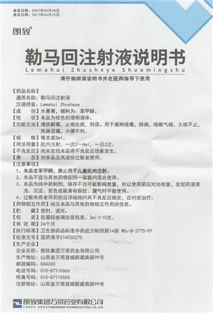 朗致 勒马回注射液说明书细节图6