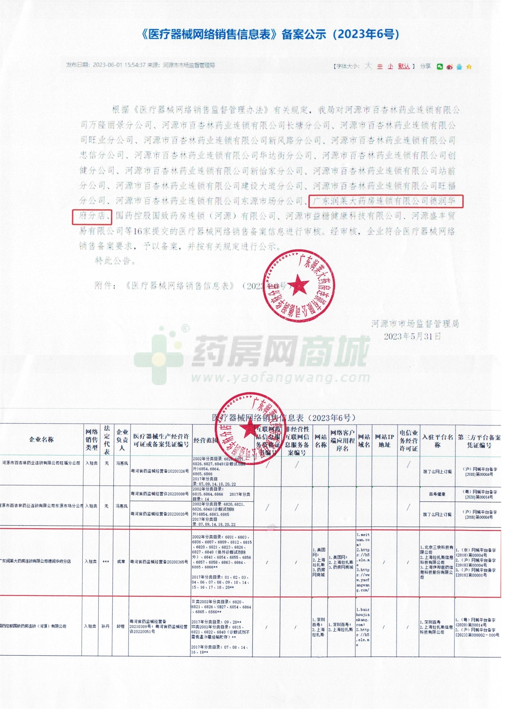 医疗器械网络销售备案证