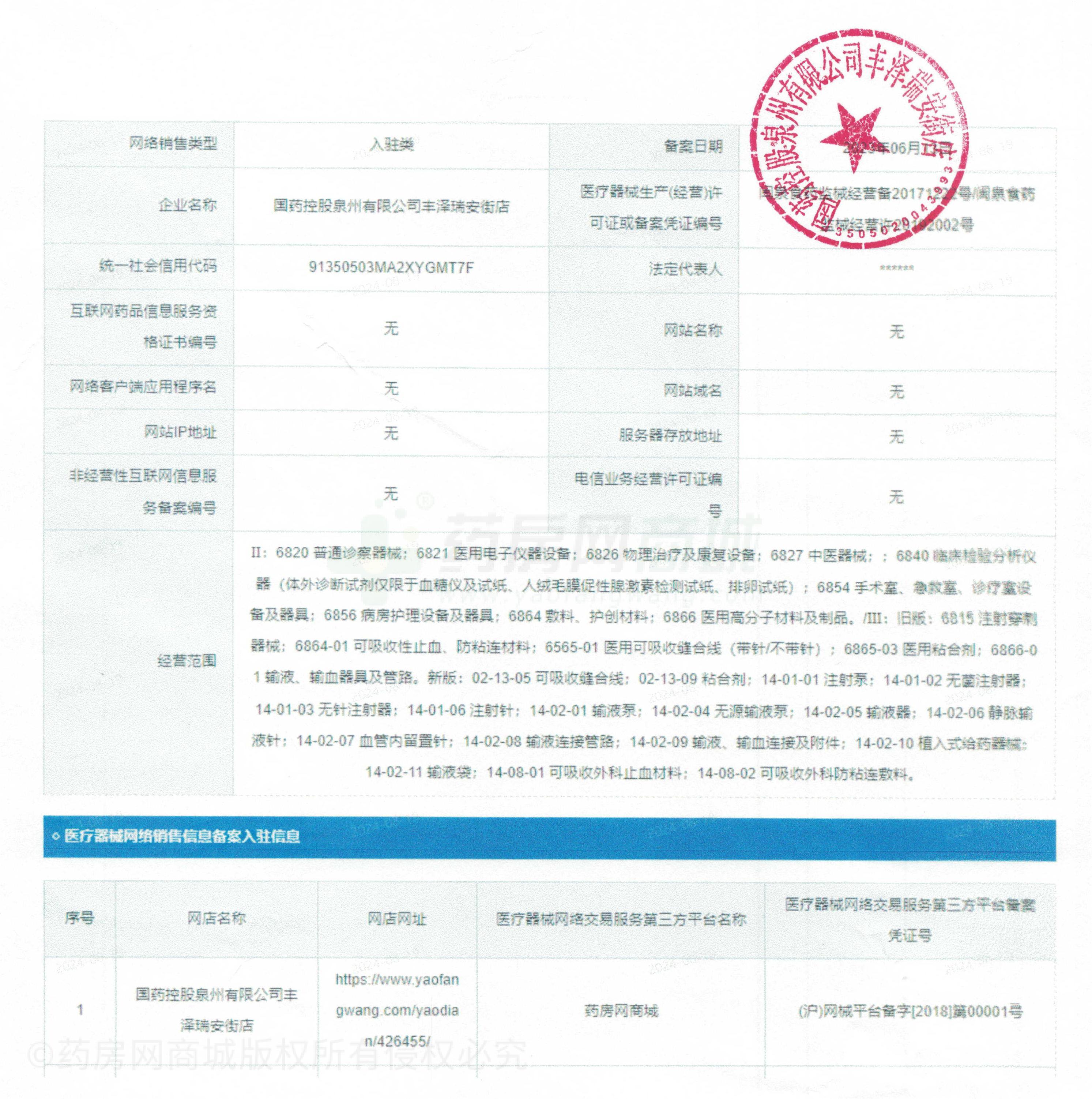 医疗器械网络销售备案证