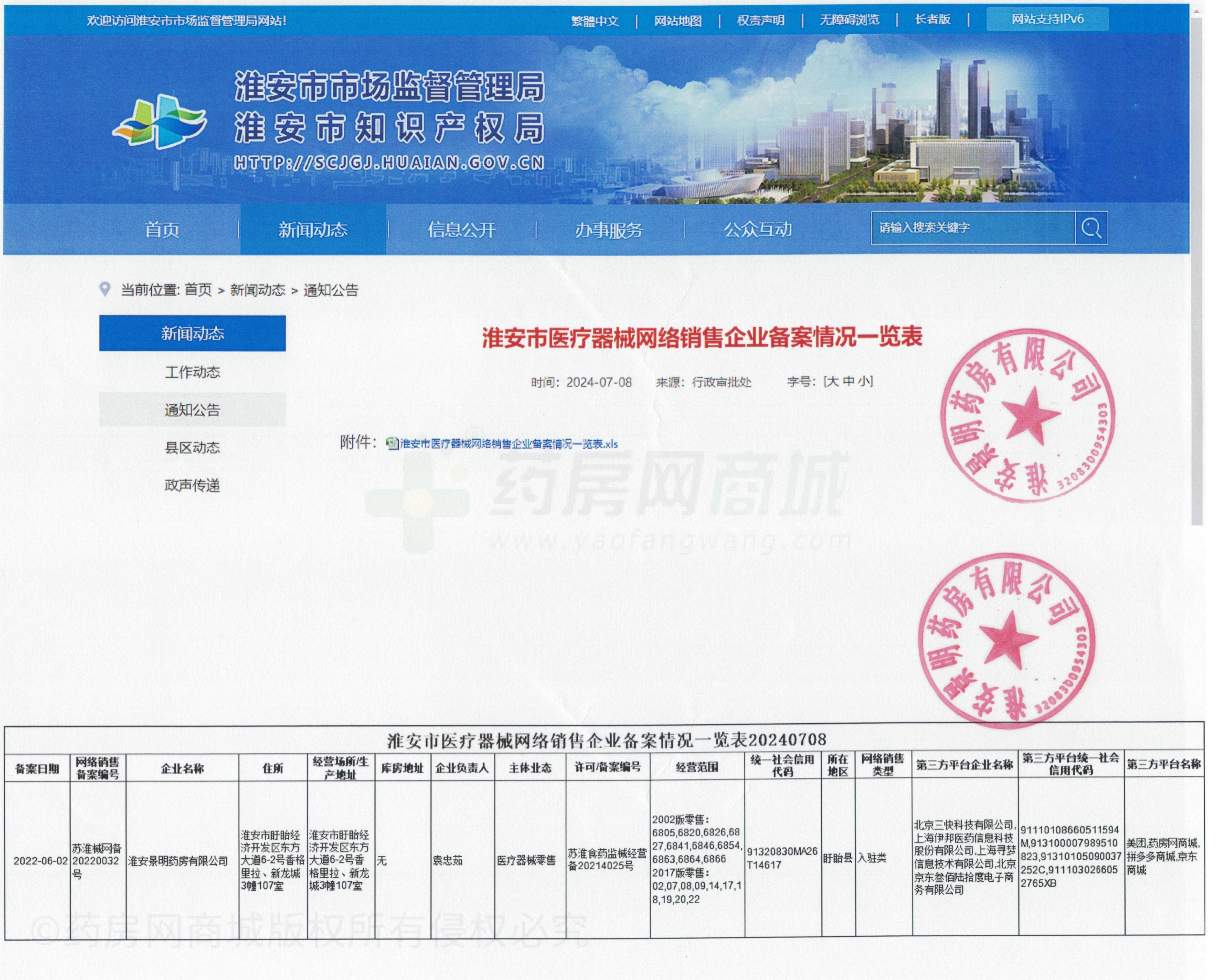 医疗器械网络销售备案证